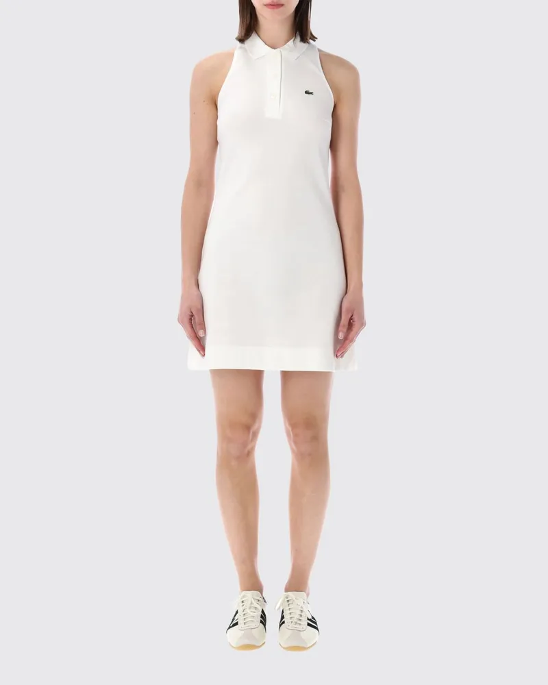 Lacoste Schulterfreies Mini-Polokleid aus Stretch-Baumwolle Weiß