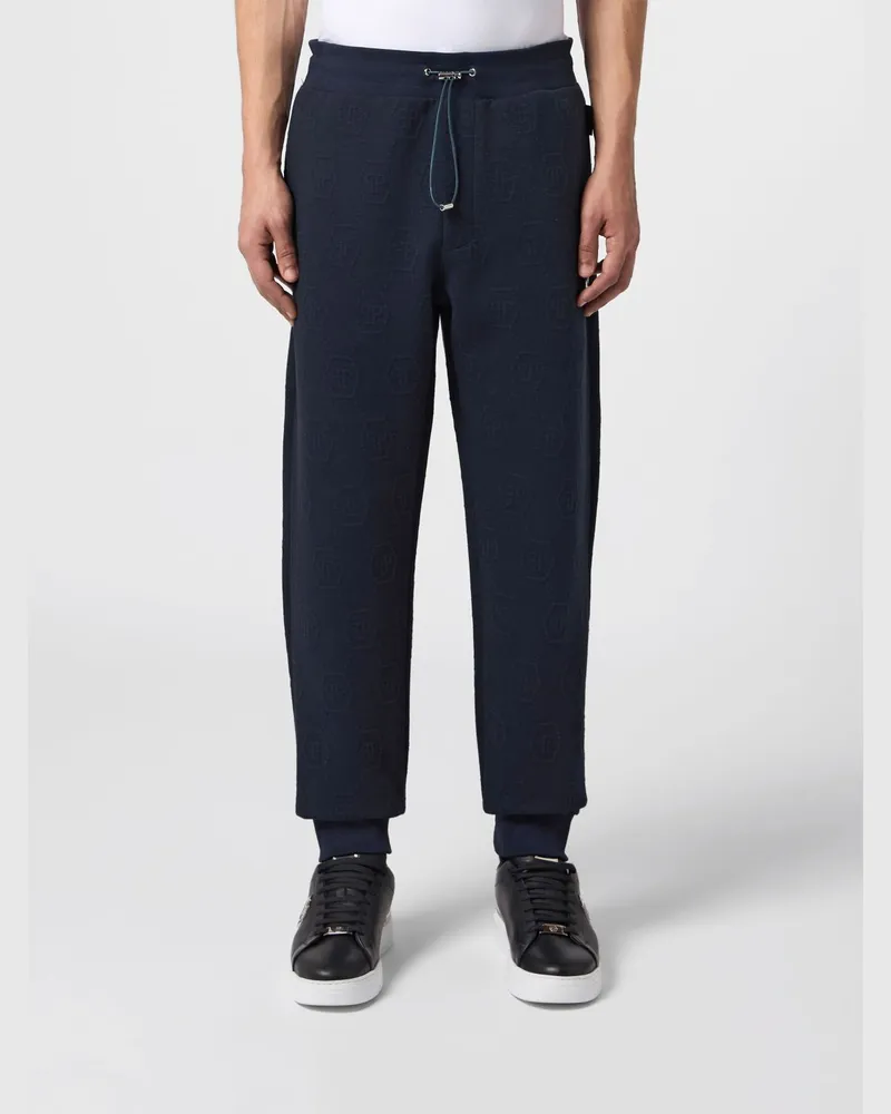 Philipp Plein Jersey-Jogginghose von mit Kordelzug und Jacquard-Logo Blau