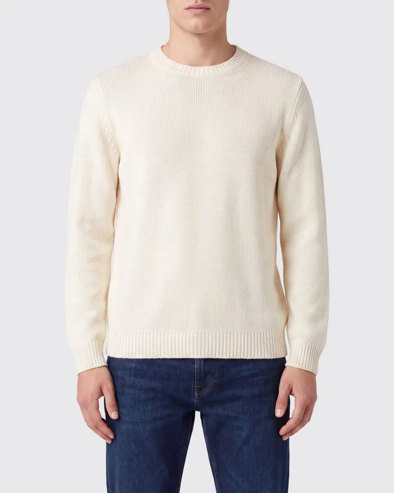Roberto Collina Langärmliger Pullover mit Rundhalsausschnitt aus feiner Merinowolle Weiß