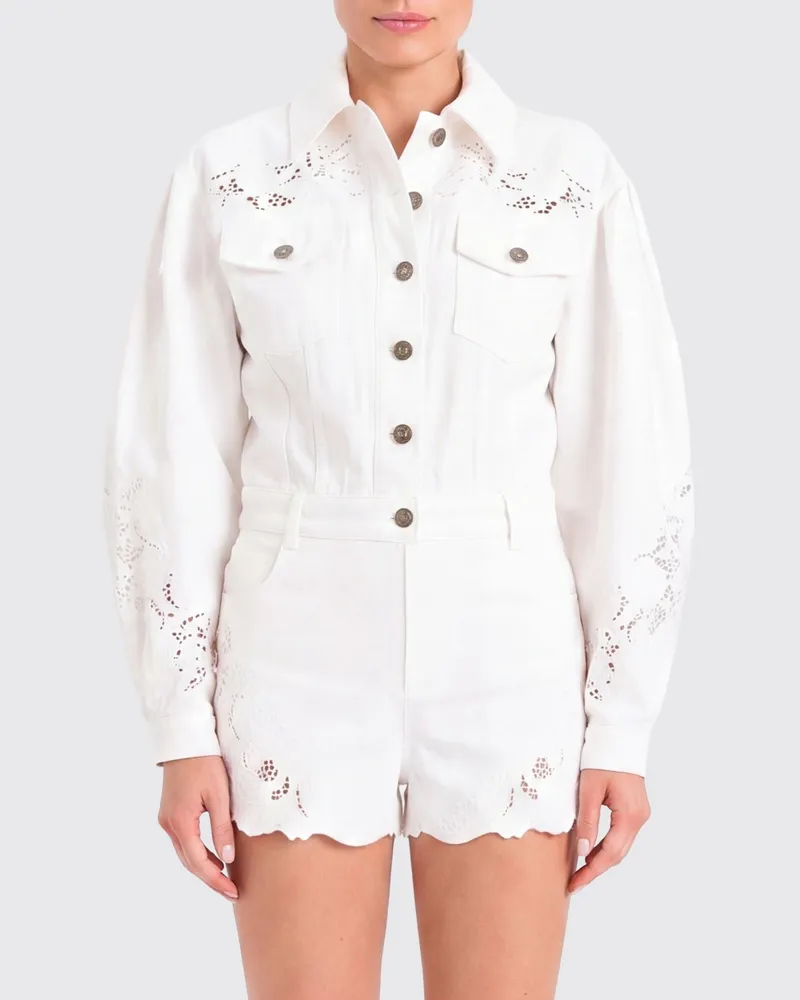 Twin-Set Bestickte Baumwolljacke Weiß