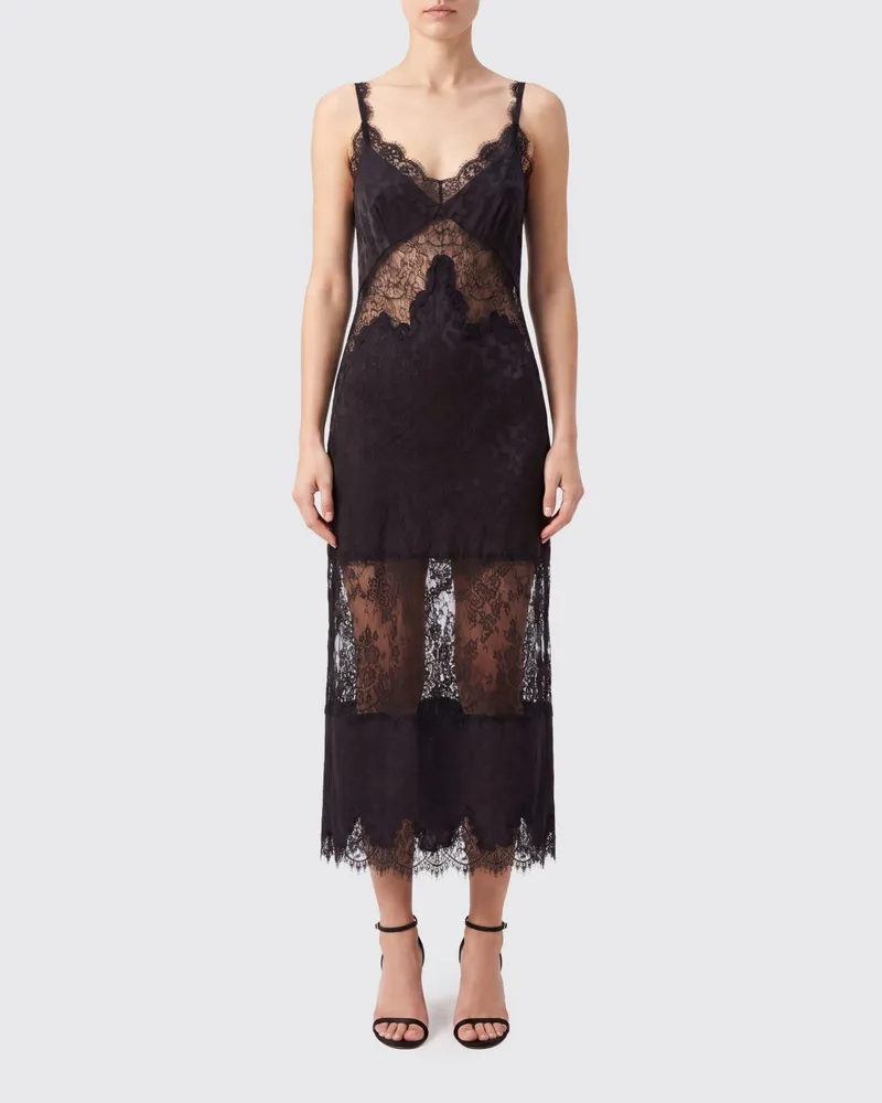 Pinko Satin-Slipkleid in Midilänge mit V-Ausschnitt und dünnen Trägern Braun