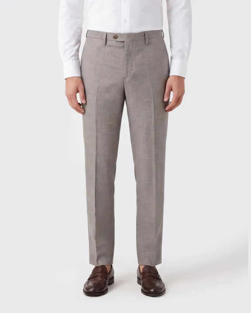 Briglia 1949 Maßgeschneiderte Slim-Fit-Hose aus Schurwolle mit versetztem Verschluss Sand