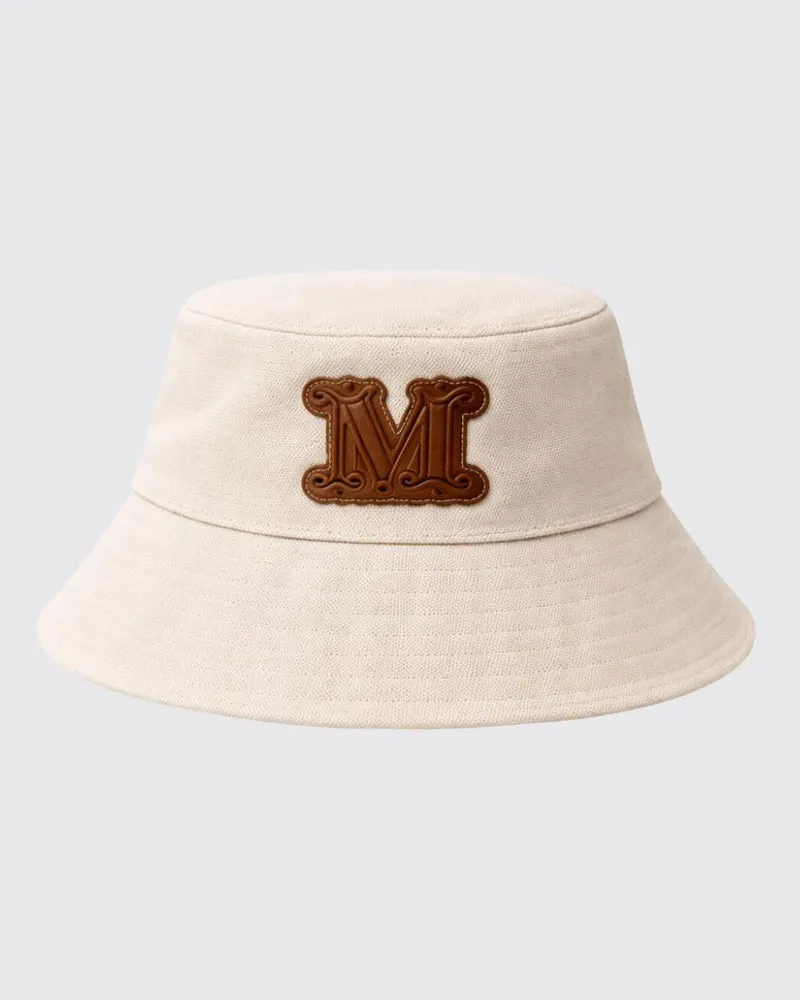 Max Mara Baumwoll-Fischerhut mit Monogramm Natural
