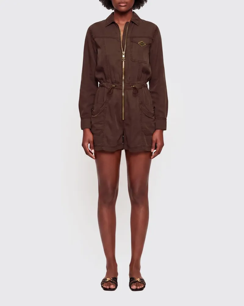 Elisabetta Franchi Lyocell-Overall Braun