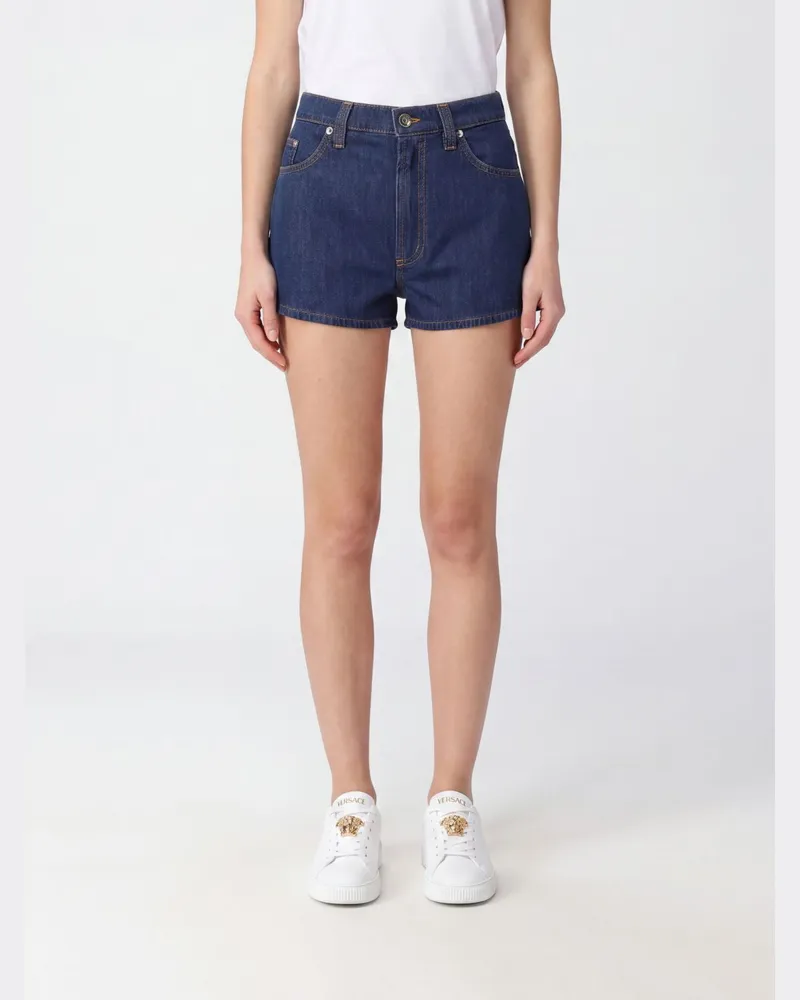 Versace Jeans-Shorts aus Baumwoll-Denim mit Medusa-Logo Blau