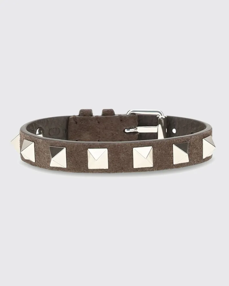 Valentino Garavani Verstellbares Rockstud-Armband aus Kalbsleder Dark