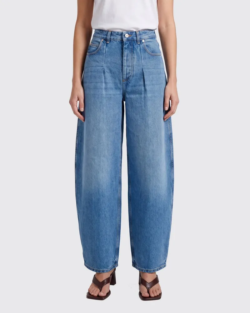 Jacquemus Hoch taillierte Le De-Nîmes Ovalo Jeans mit weitem Bein aus Baumwolldenim Blau