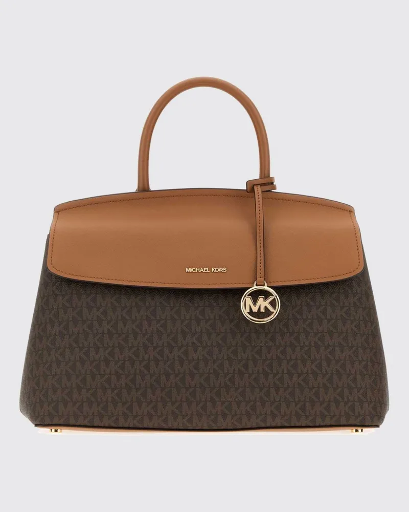 Michael Kors Mittelgroße Handtasche aus Canvas mit MK-Monogramm-Print und Anhänger Gelb