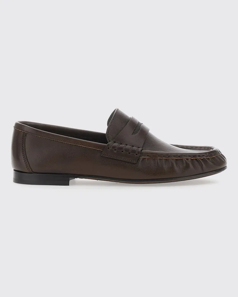 Brunello Cucinelli Pennyloafer aus Glattleder mit Monili-Detail Braun