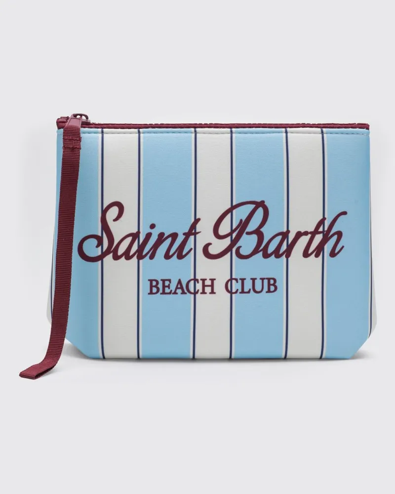 MC2 Saint Barth Aline Pochette aus gestreiftem Polyester Türkis