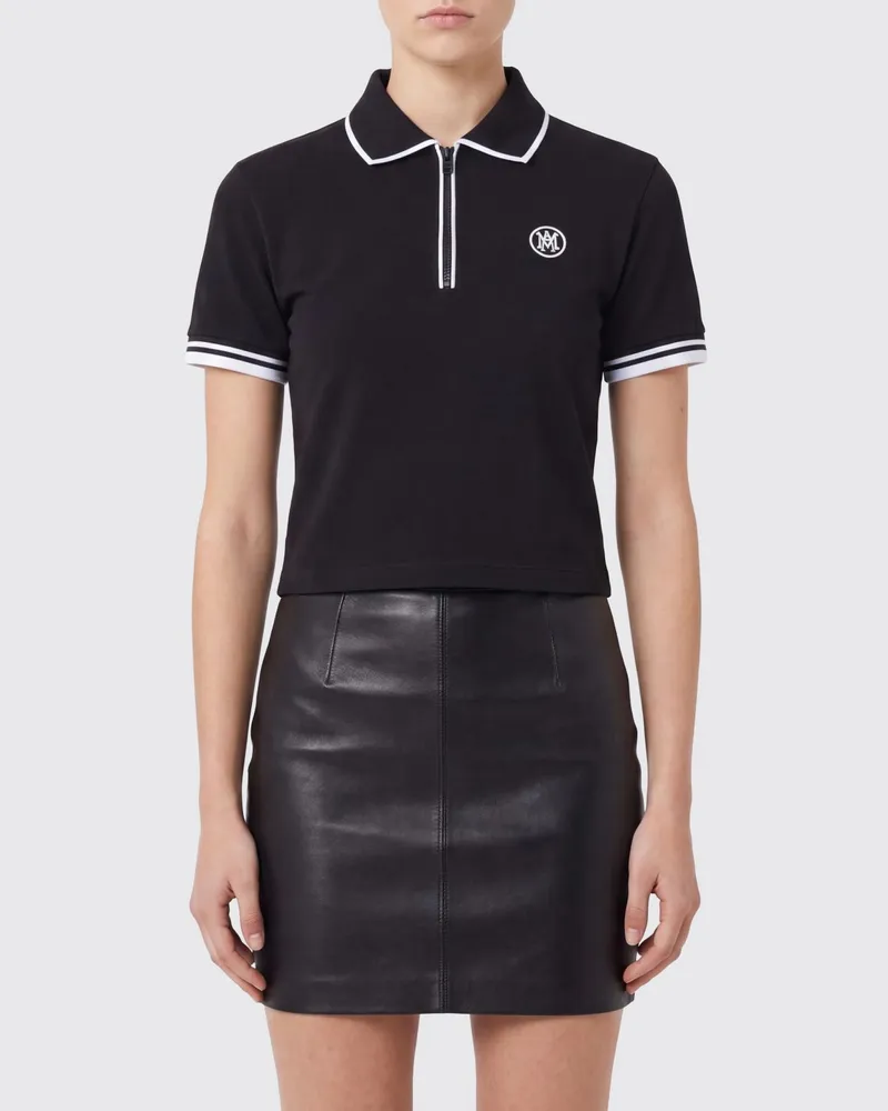 Amiri Slim Fit Poloshirt mit Reißverschluss und Monogramm aus Baumwollmischung Schwarz