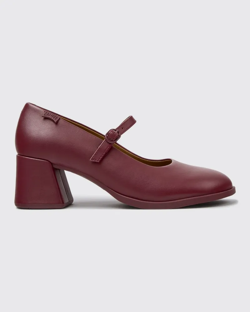 Camper Kora Mary Jane Pumps von aus Glattleder mit ausgestelltem mittelhohem Absatz Burgunderrot