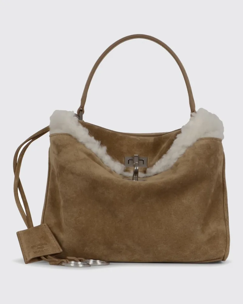 Balenciaga Rodeo Mini-Handtasche aus Shearling mit abnehmbarem Schultergurt Haselnuss