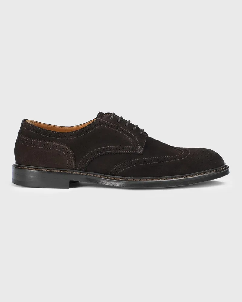 Doucal´s Derby-Schuhe aus Wildleder mit Brogue-Muster Earth