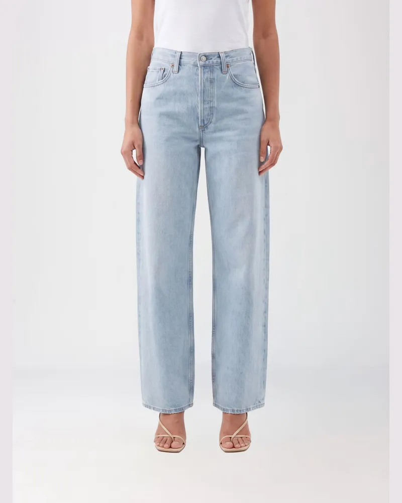 AGOLDE Hoch taillierte Arc-Jeans mit weitem Bein aus Denim Denim