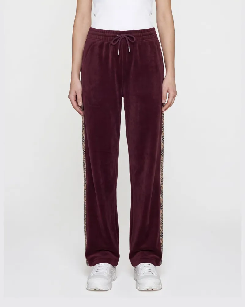 Burberry Jogginghose aus Baumwolle mit hohem Bund und geradem Bein Burgunderrot