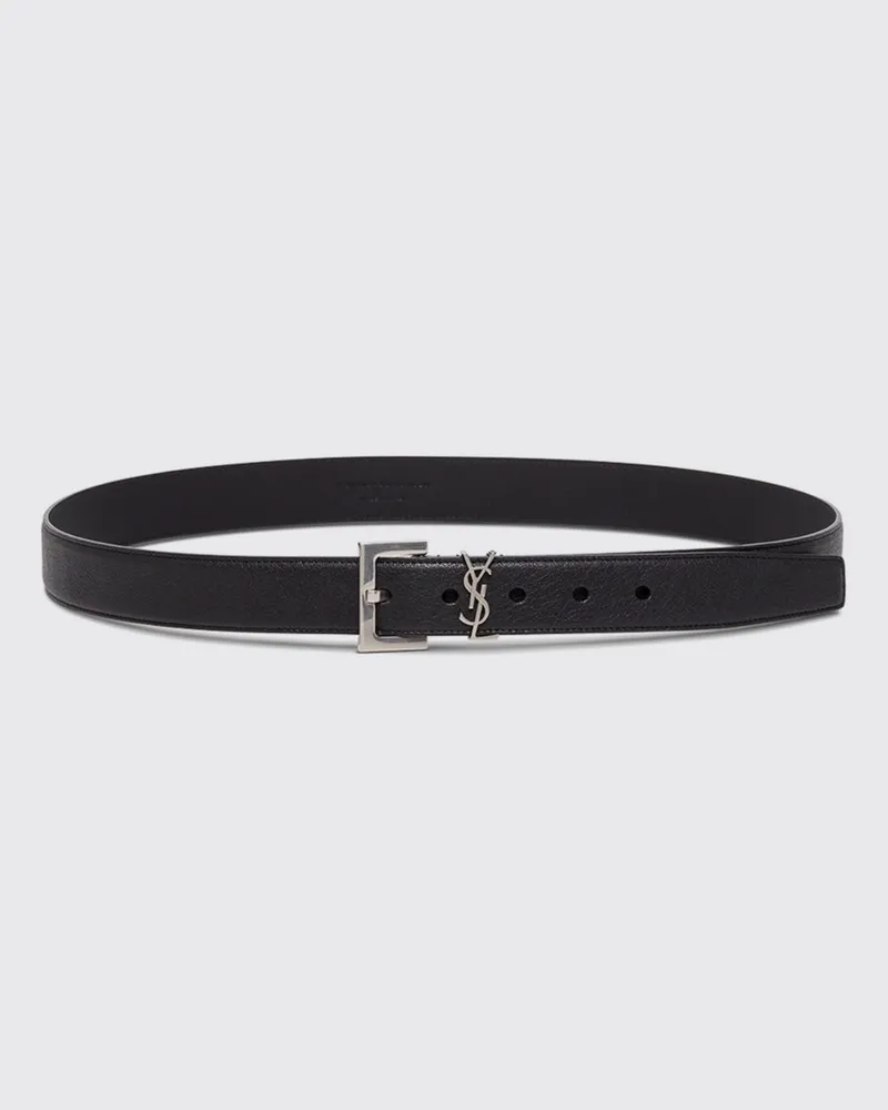 Saint Laurent Gürtel aus Lammleder mit YSL-Monogramm Schwarz