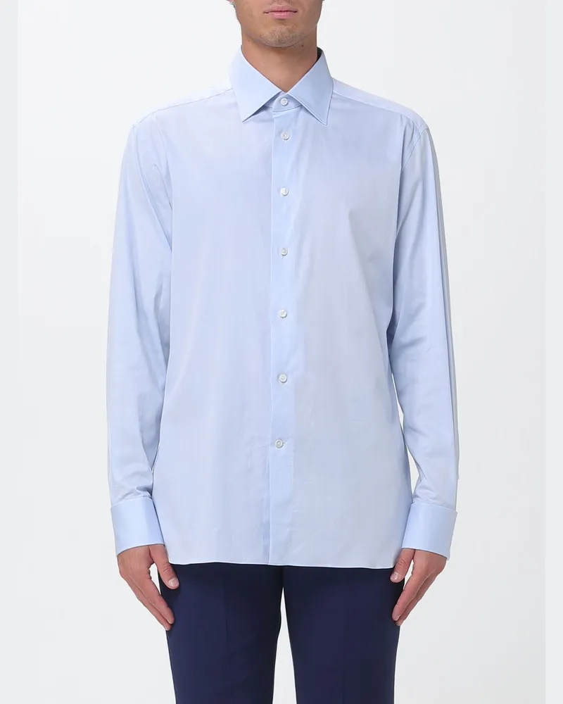 Ermenegildo Zegna Klassisches Hemd aus Stretch-Popeline Hellblau