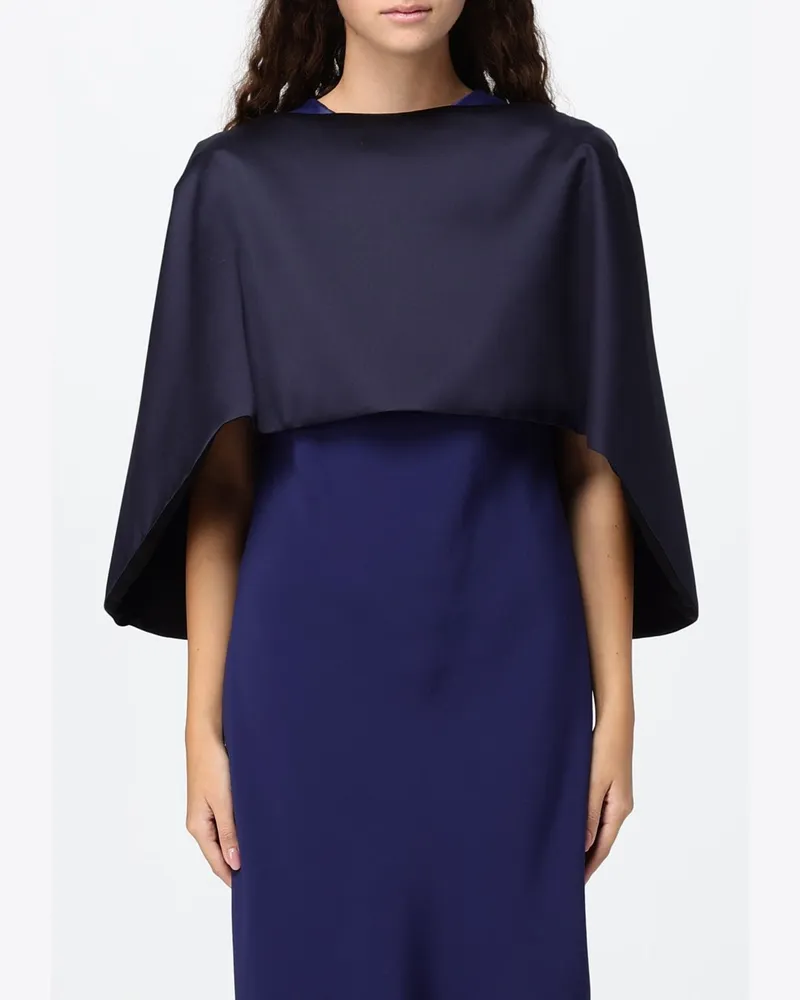 Alberta Ferretti Cropped-Cape aus Seidenmischung mit Rundhalsausschnitt Blau