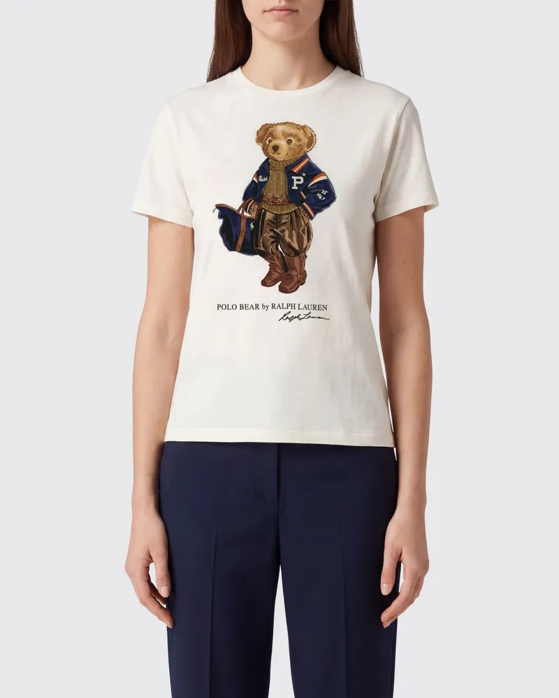 Ralph Lauren Slim-Fit-Baumwoll-T-Shirt von mit Teddybär-Print Weiß