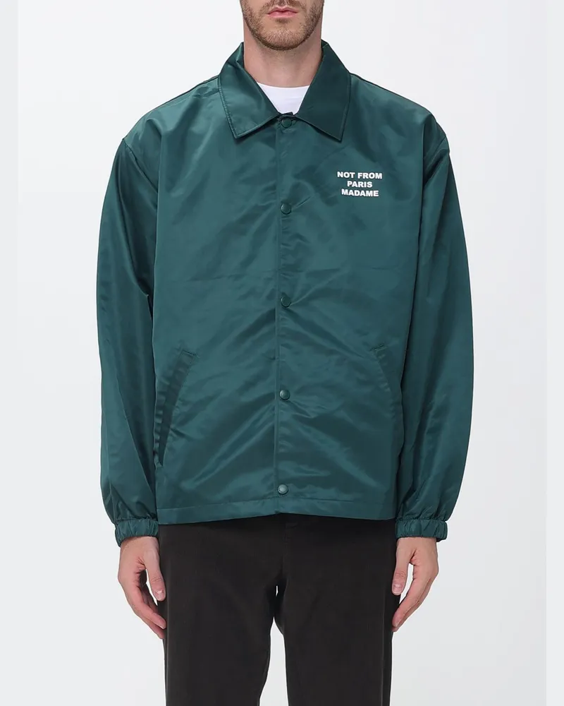 Drôle de Monsieur Hemdjacke aus Nylon von mit kontrastierendem Slogan-Logo Waldgrün