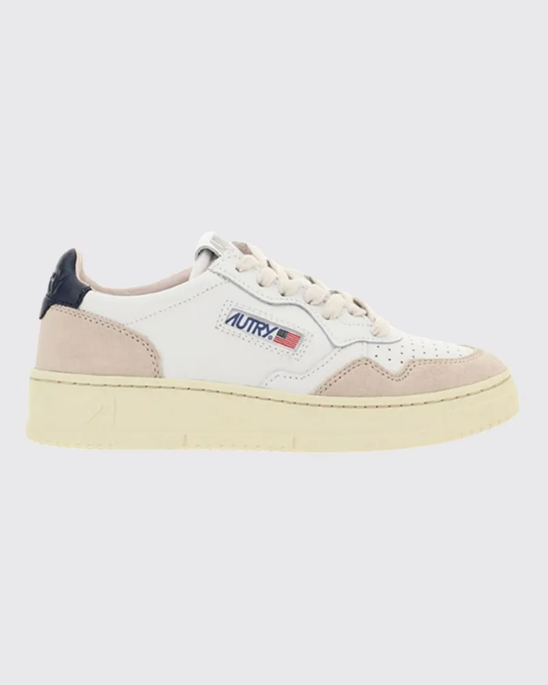AUTRY Medalist Low Bicolor-Ledersneaker mit perforierter Spitze Blau