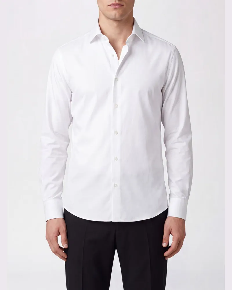 Ermenegildo Zegna Slim-Fit-Abendhemd aus Baumwollpopeline mit französischem Kragen Weiß