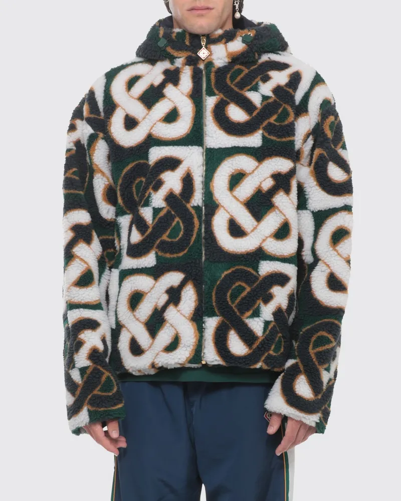 Casablanca Paris Fleece-Kapuzenjacke mit Kontrast-Logo Grün