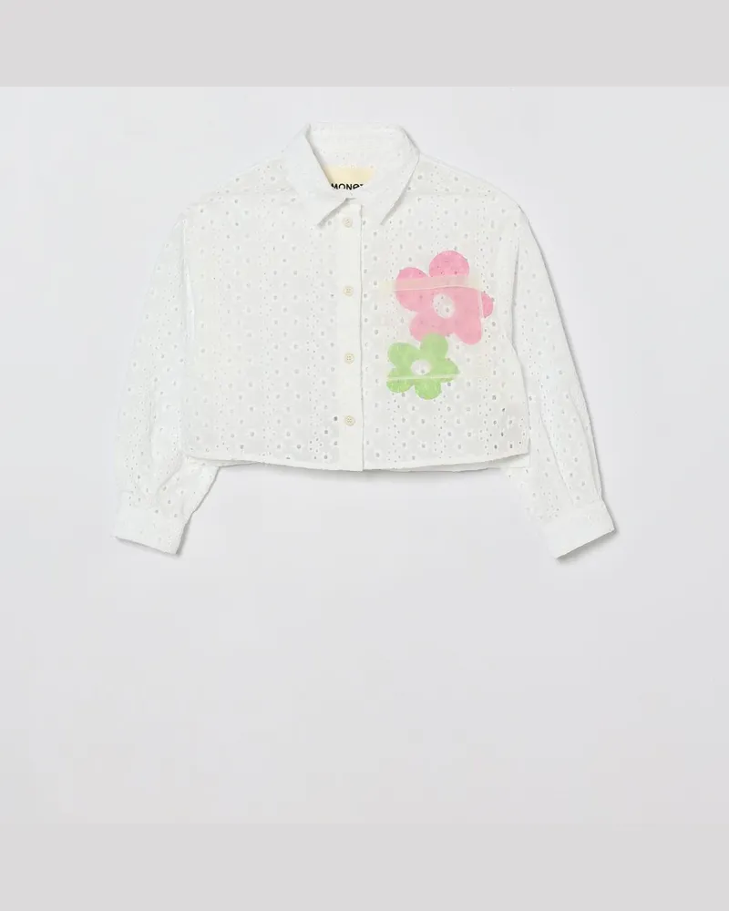 Simonetta Cropped-Hemd aus Sangallo-Spitze Weiß