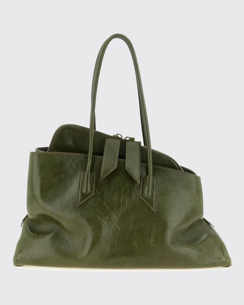 ATTICO La Passeggiata Asymmetrische Schultertasche aus Leder Grün