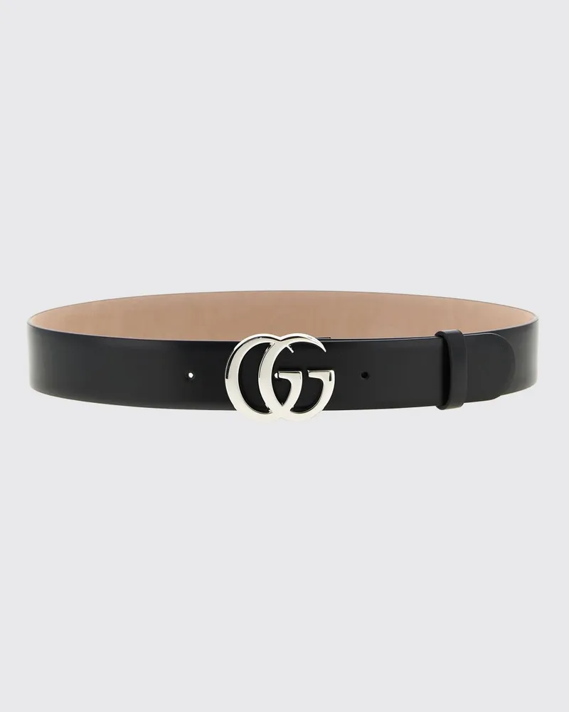 Gucci GG Marmont Gürtel aus Kalbsleder mit Monogramm-Schnalle Schwarz