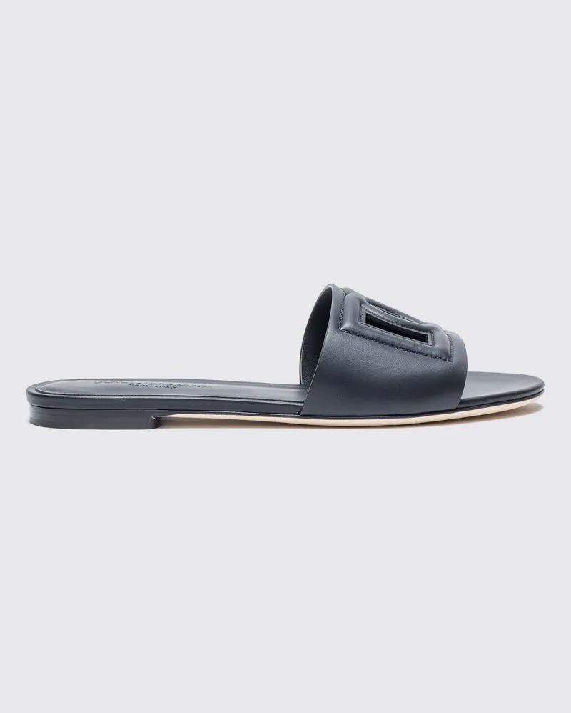 Dolce & Gabbana DOLCE  GABBANA Mules Dolce & Gabbana aus Leder mit DG-Monogramm und niedrigem Absatz Schwarz