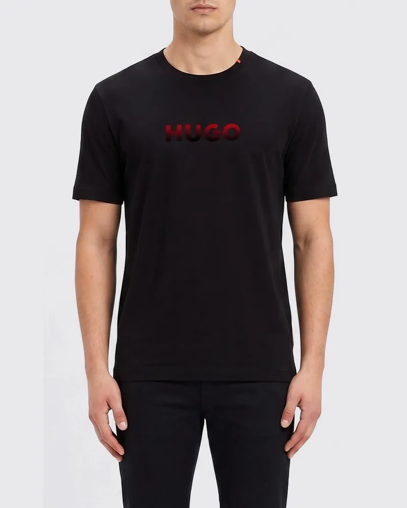 HUGO BOSS Baumwoll-Logo-T-Shirt Schwarz