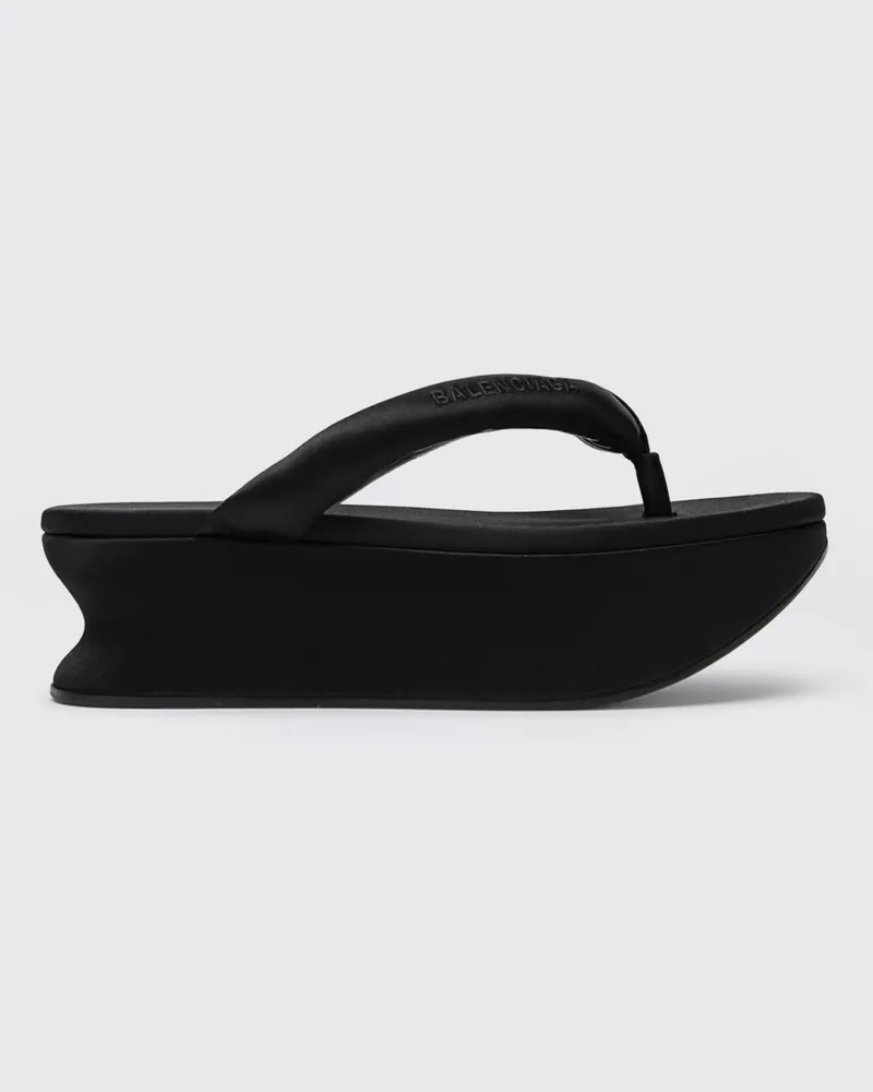 Balenciaga Gaeta Keil-Flip-Flops aus Satin Schwarz