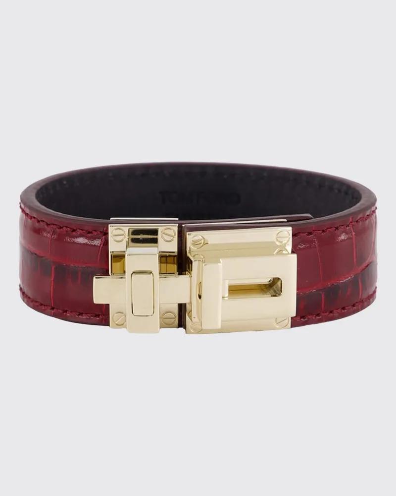 Tom Ford Armband aus Kalbsleder mit Krokoprägung und Messing Ruby