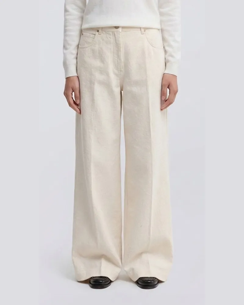 ASPESI Weit geschnittene Jeans aus Baumwolldenim mit hoher Taille von Weiß