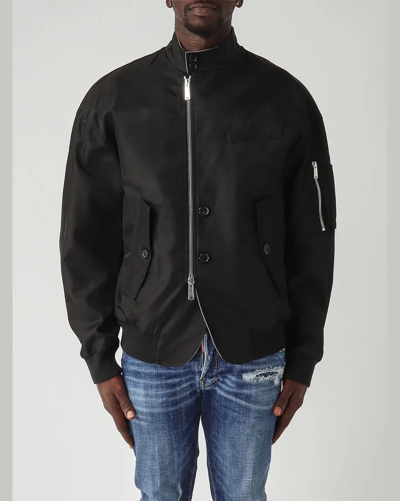 Dsquared2 Bomberjacke aus technischem Stoff Schwarz