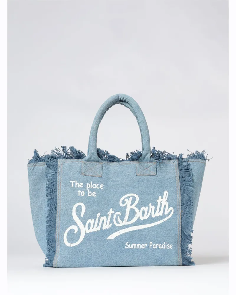 MC2 Saint Barth Vanity-Tasche aus bedruckter Baumwolle mit Logo Blau