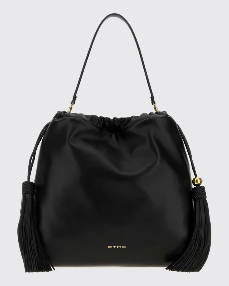 Etro Kalispera Beuteltasche aus glattem Lammleder mit Quasten Schwarz