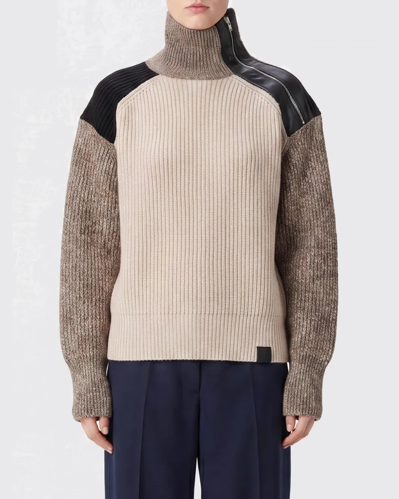 Stella McCartney Gerippter Rollkragenpullover aus Schurwolle mit abstraktem Muster Bunt