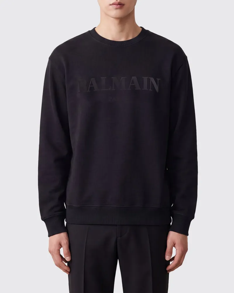 Balmain Relaxed Fit Sweatshirt von aus Baumwolle mit Rundhalsausschnitt und Logo Schwarz