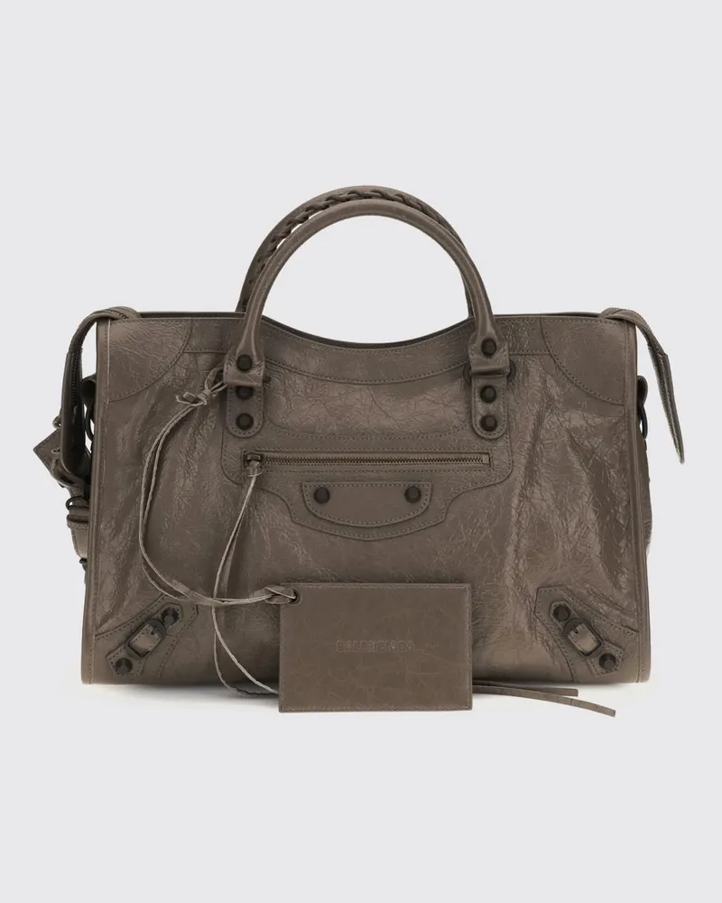 Balenciaga Le City Tasche aus Arena-Leder Grau
