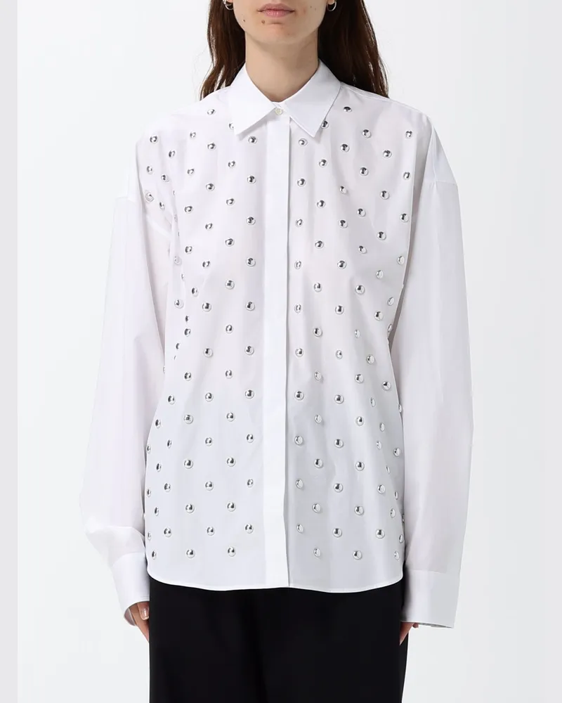 MSGM Relaxed-Fit Hemd aus Baumwollpopeline mit Nieten Weiß