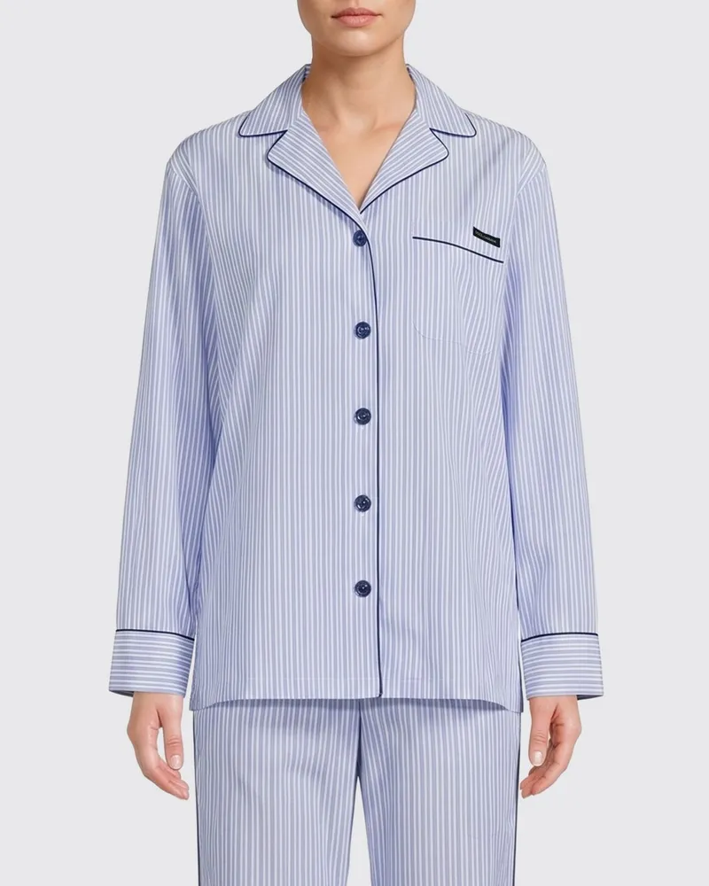 Dolce & Gabbana DOLCE  GABBANA Dolce & Gabbana Gestreiftes Hemd aus Baumwolle und Seide Blau