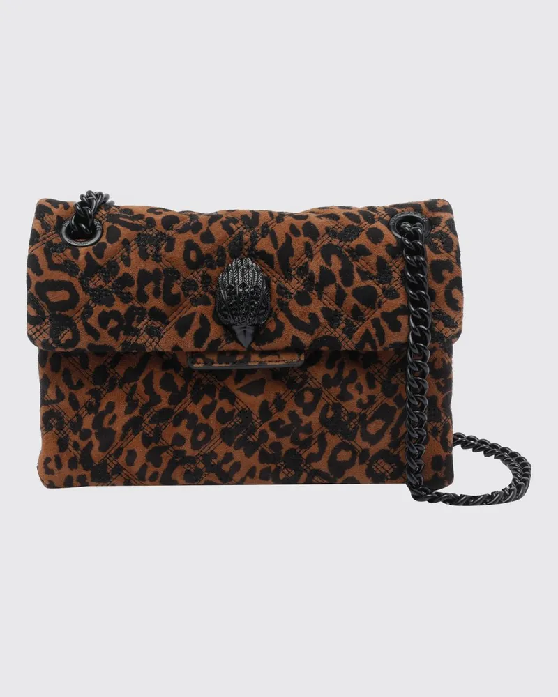 Kurt Geiger Kensington Mini-Tasche von aus gestepptem Wildleder mit Animal-Print Braun