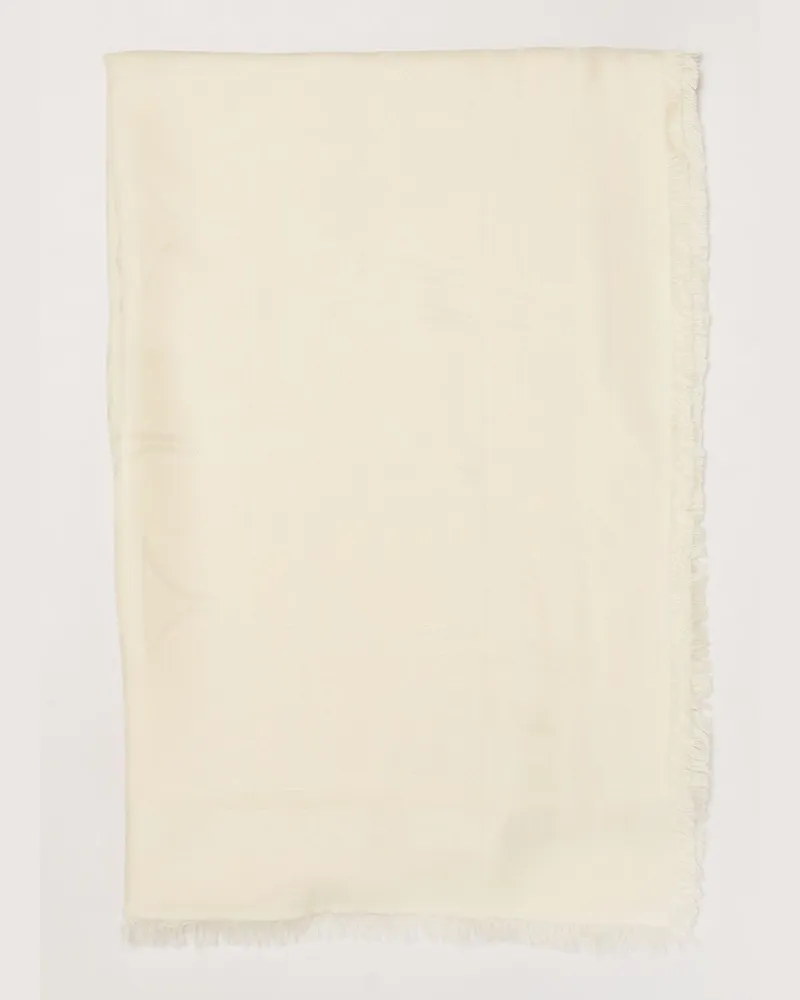 Elisabetta Franchi Schal aus Modal und Viskose mit Jacquard-Logo und Fransen Weiß