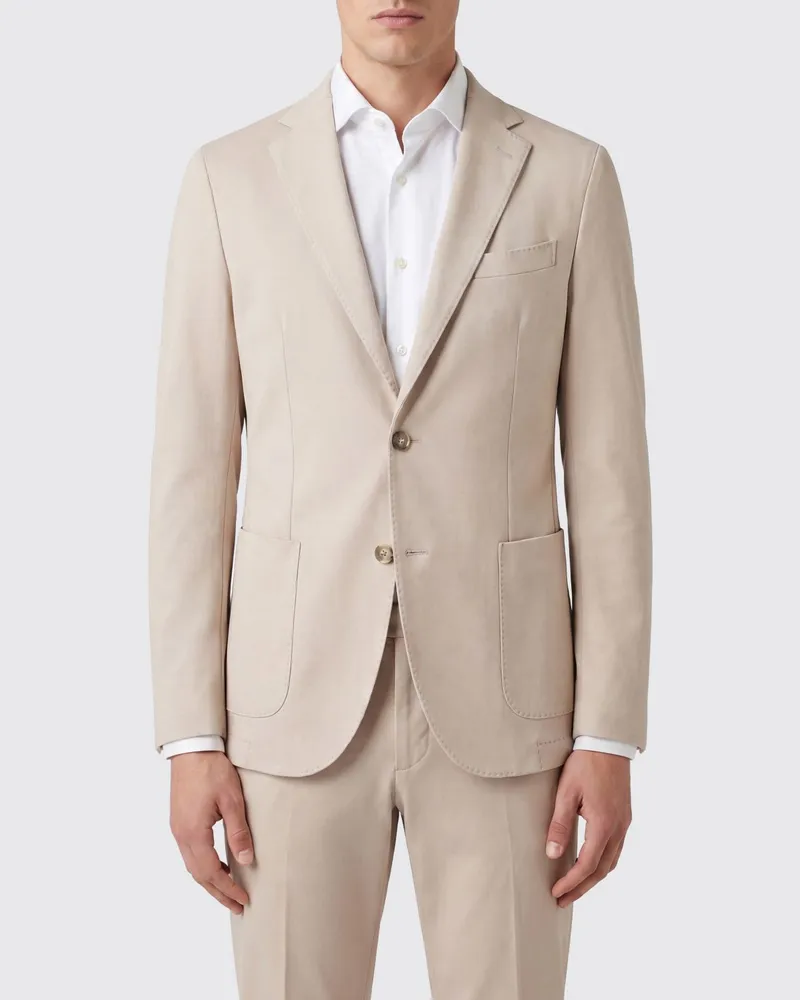 CIRCOLO 1901 Eleganter Einreiher-Blazer aus Stretch-Baumwolle mit Zwei-Knopf-Verschluss Sand