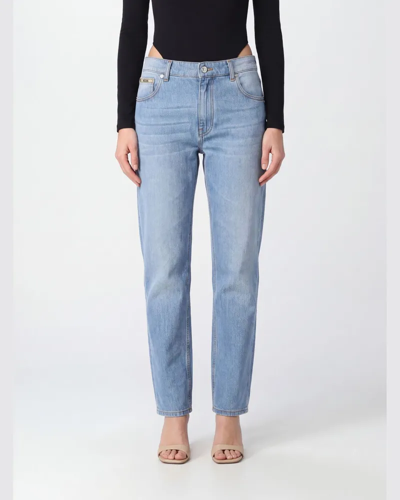 Moschino Mittelhohe Skinny-Jeans aus reinem Baumwoll-Denim Blau