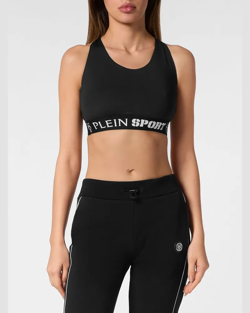 Philipp Plein Gekürztes Jersey-Sporttop mit überkreuzten Trägern Schwarz