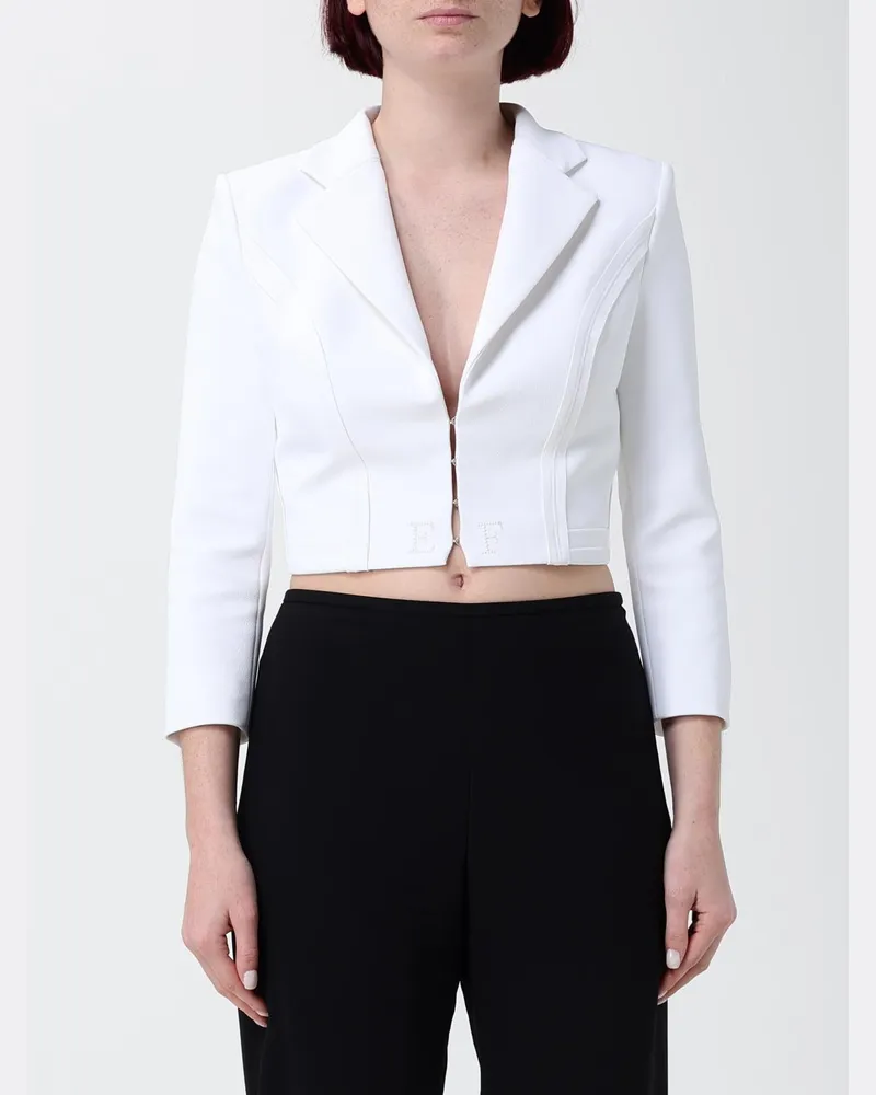 Elisabetta Franchi Kurzer Polyester-Blazer Ivory